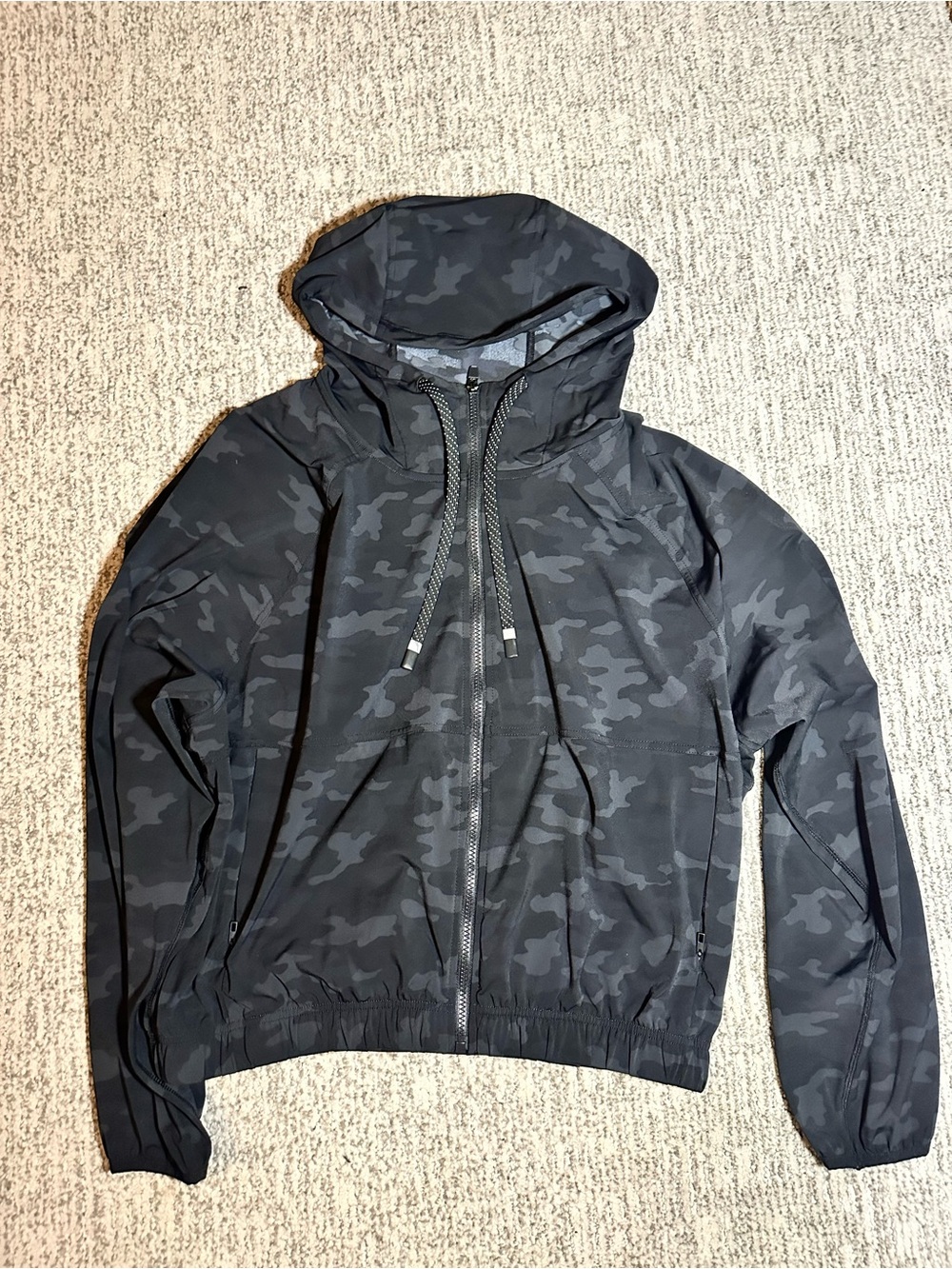 Fabletics One Jacket Black Charcoal Camo